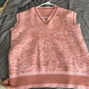 Pink Animal Print Pullover Sweater Vest